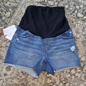 Isabel Maternity by Ingrid & Isabel Denim Shorts with Black Waistband